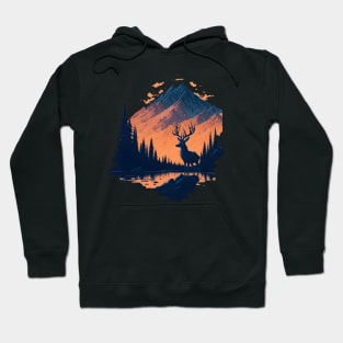 Whitetail Deer Buck - Mountains Sunset Hoodie